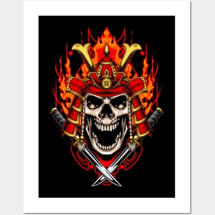 Fire Samurai Skull 01 Posters and Art